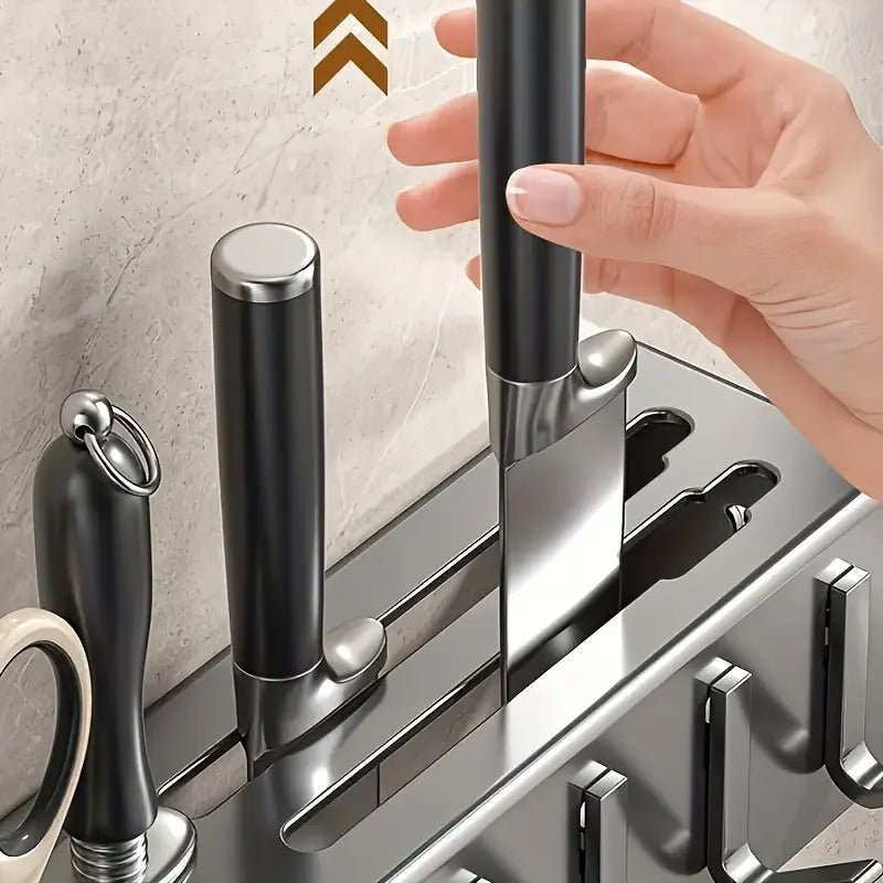 60cm Wall-mounted Kitchen Organizer Shelf Spice Storage Rack Kitchen Knife Holder Wall Seasoning Chopstick Spoon Shovel Storage