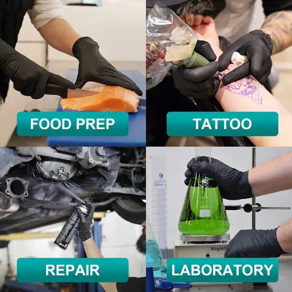 Black Pure Nitrile Disposable Gloves Durable Household Cleaning Gloves Suitable For Kitchen Cleaning Tattoos Beauty Salons