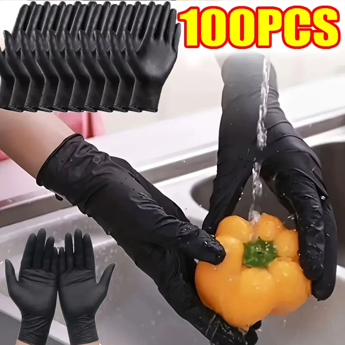 Black Pure Nitrile Disposable Gloves Durable Household Cleaning Gloves Suitable For Kitchen Cleaning Tattoos Beauty Salons